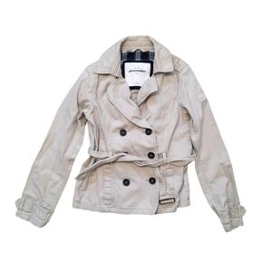 Abercrombie Kids Khaki Tan Trench Coat/Utility Jacket XL with Brown Buttons